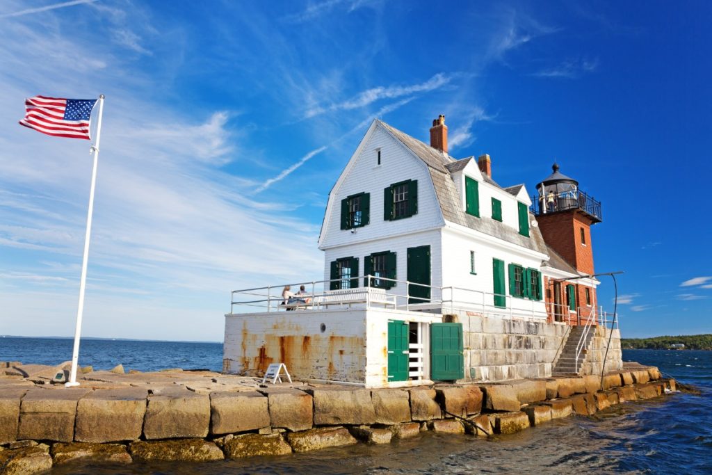 Rockland Breakwater with Flag